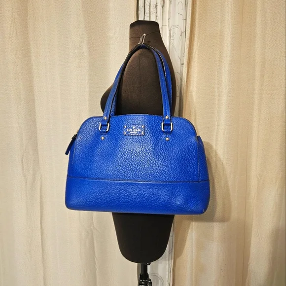 Kate Spade Glove Court Lainey 14 Karat Plated Blue Leather Double Zip Purse Bag - Picture 3 of 16